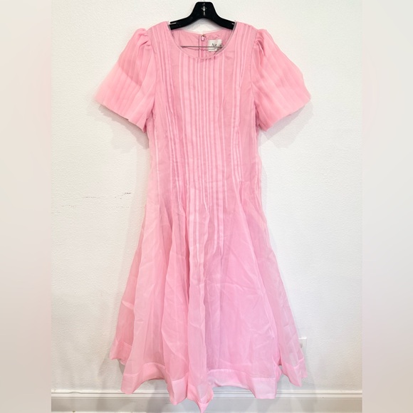 NWT Aje Nova Pleated Midi Dress Light Pink US Women’s Size 10 - Picture 4 of 11